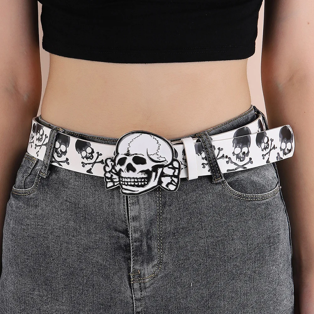 

Punk style Vintage Harajuku Gothic Fashionable Skull Head Retro Versatile Printed Ethnic Style Sexy Belt Accessories