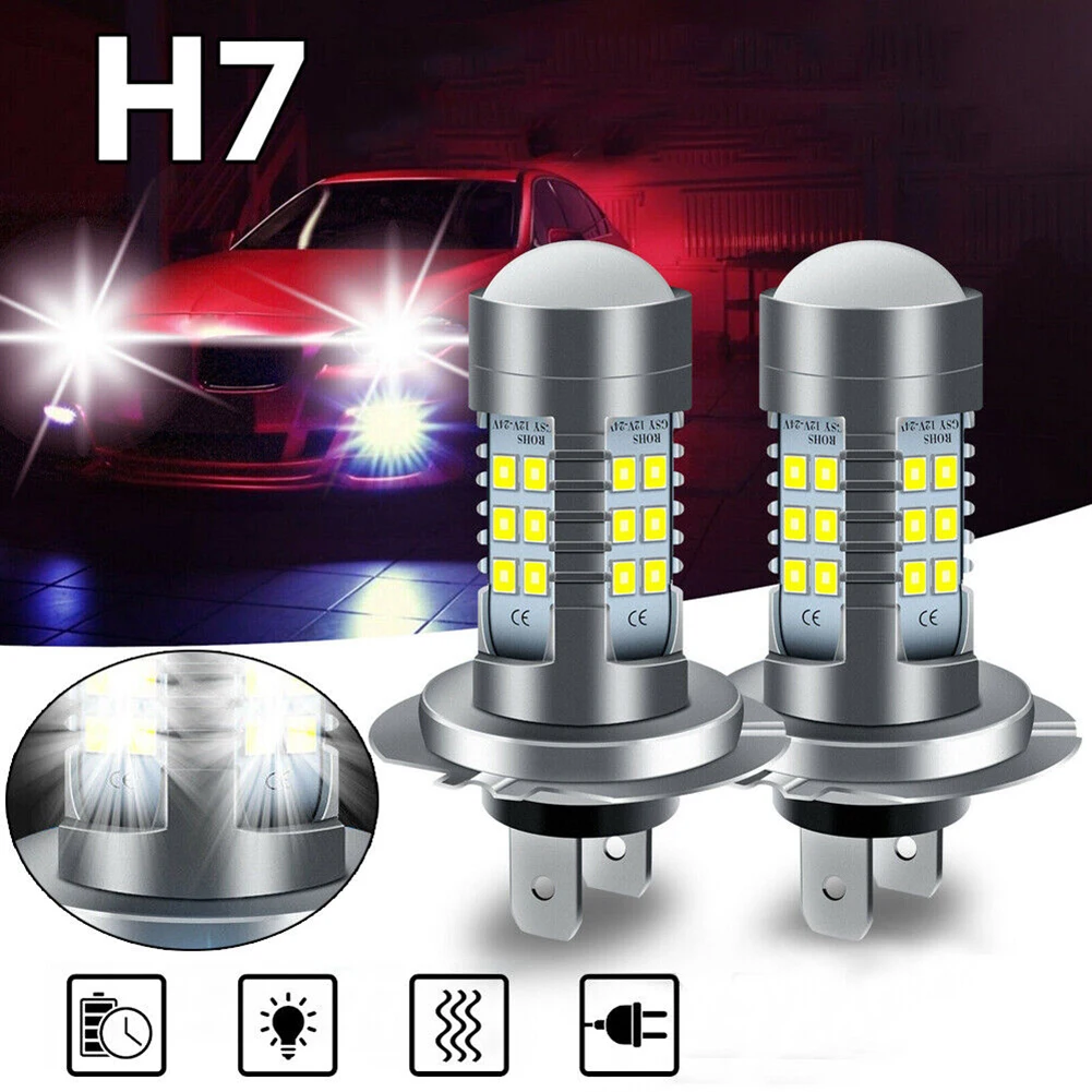 

2pcs H7 LED Headlight Bulb Beam 21W 2835 21SMD LED Headlamp 6000K White Super Bright Driving DRL Auto Accessories