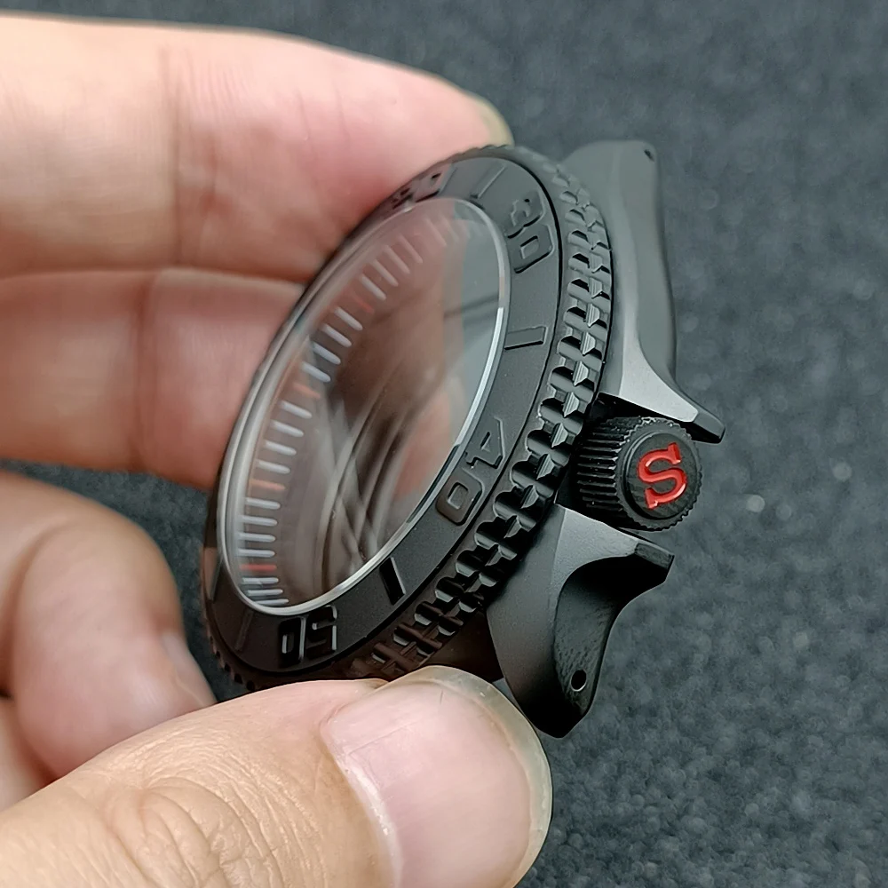 High-Quality 42mm Men's Steel Black Watch Case with Sapphire Glass and 22mm Band