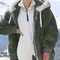 New Style Autumn And Winter Loose Plush Zipper Hooded Jacket Woman 2