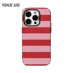 Luxury Red and Pink Striped Double - Layer Phone Case with Elegant Back Cover Design - iPhone 14 Plus (FLR - TS32904A1)