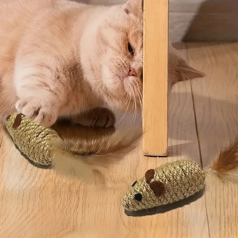 Bite-Resistant Mouse Cat Toys with Feather Tails 5