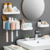 WORTHBUY Wall Mounted Mirror Cabinet Storage Box No Drilling Bathroom Shelf Multifunctional Plastic Cosmetic Organizer Box 2