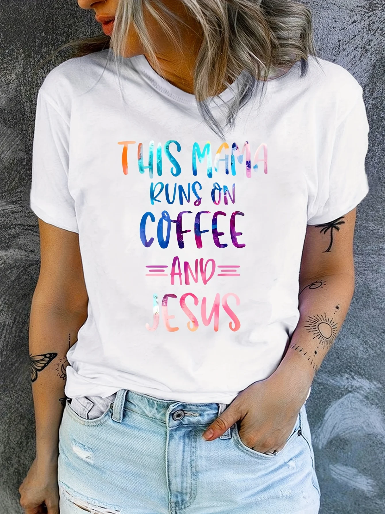 

THIS MAMA Letter Print T-shirt, Short Sleeve Crew Neck Casual Top For Summer & Spring, Women's Clothing