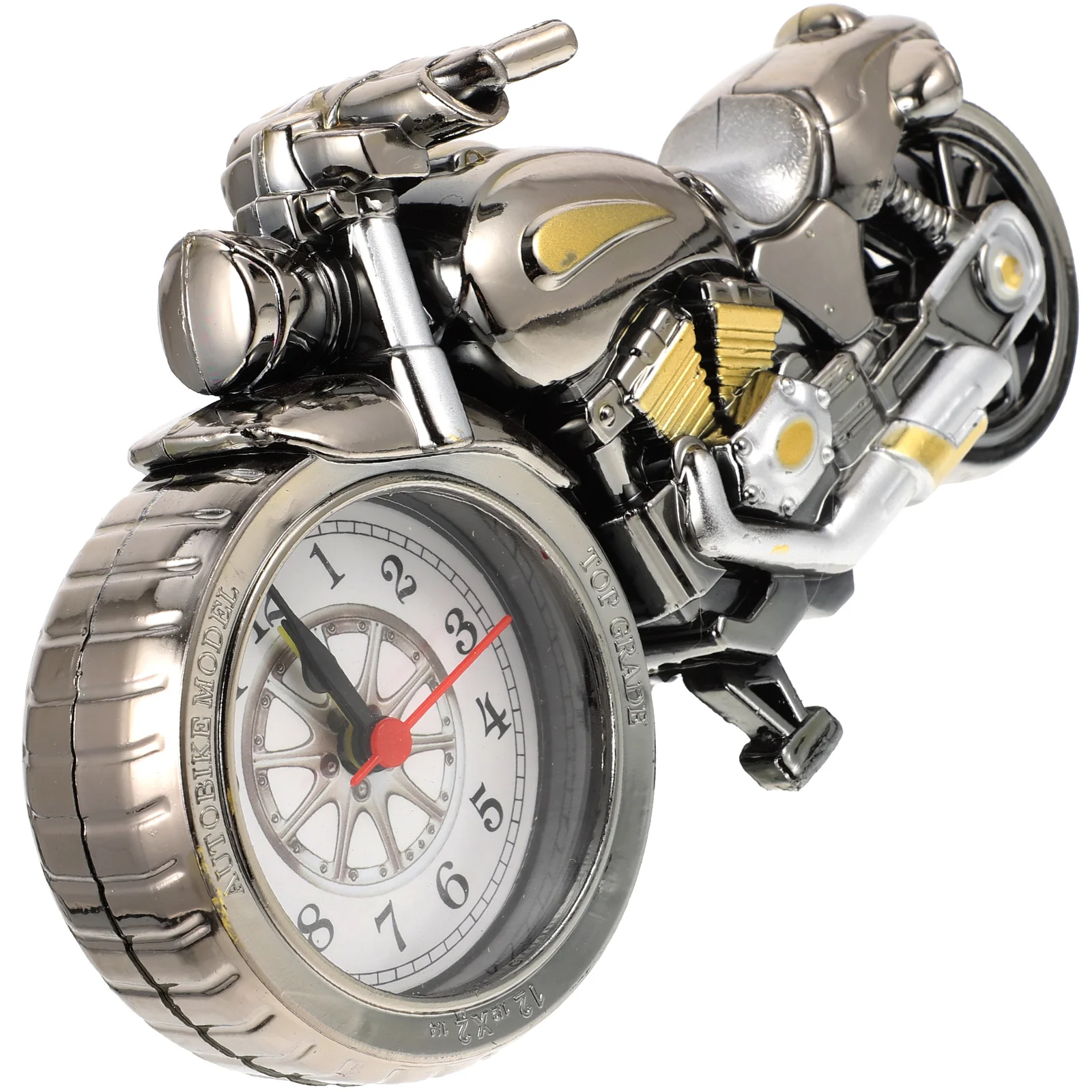 

Vintage Desk Clock Motorcycle Tabletop Clock Non Ticking Battery Operated Desk Shelf Clocks Motorcycle Sculpture Home