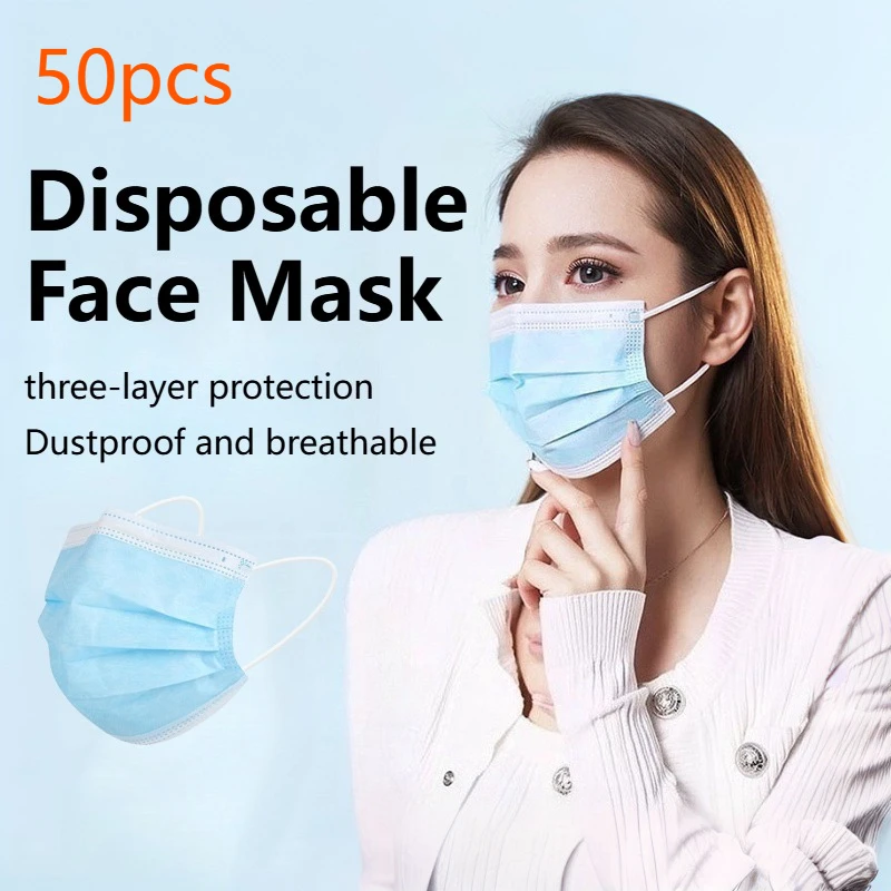 Paquet de 50 masques anti-poussière chantier jetables, protection respiratoire pour travaux