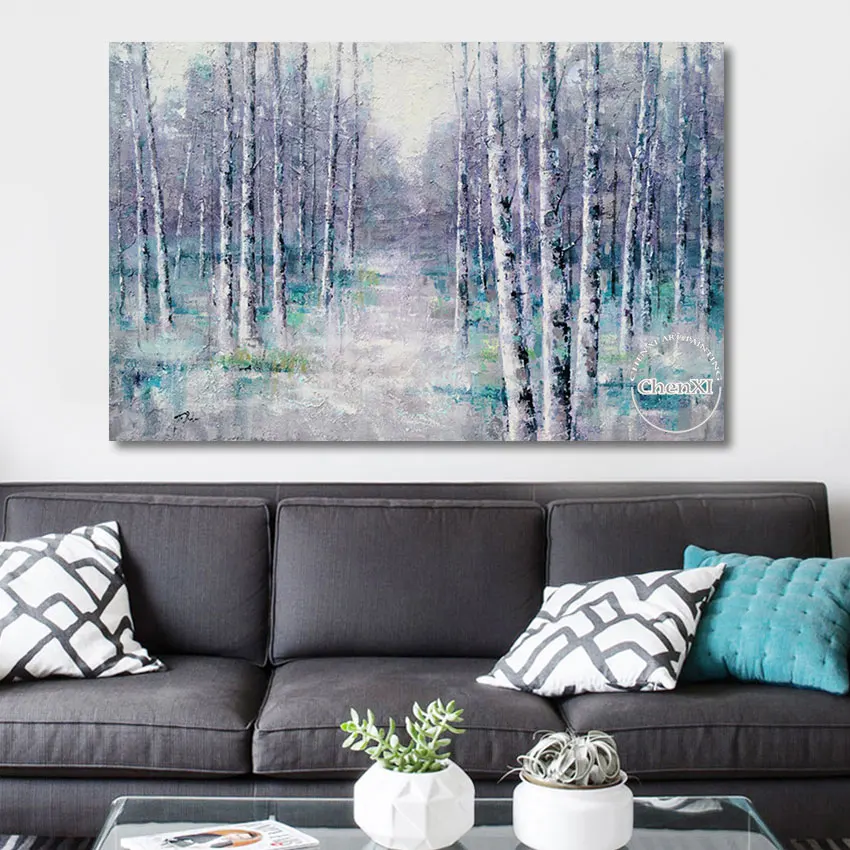

Birch Trees Forest Scenery Paintings Art Canvas Wall Art Showpieces Crafts Handmade Oil Paintings Art Cheap Hand Item Artwork