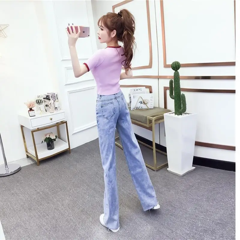 Jeans Set 2023 Spring/Summer New Women's Fashion Style Matching Loose and Slim Temperament Reducing Age Fashion Two Piece Set