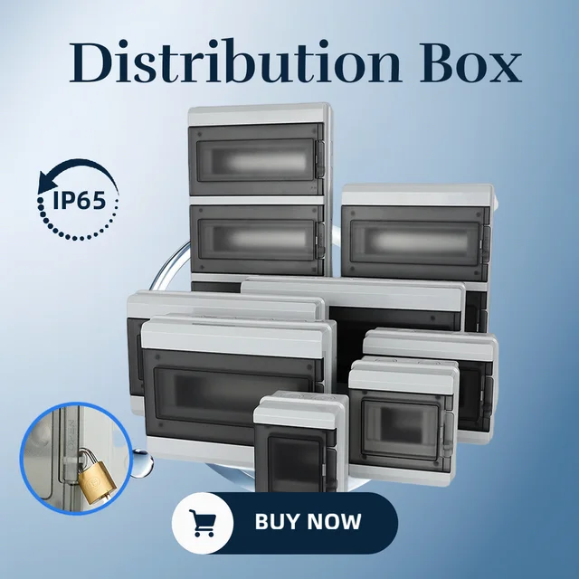 กล่องกระจายไฟฟ้าพลาสติก HT-5/8/12/15/18/24 กันน้ำ กล่องติดตั้งแผงวงจร MCB กล่องรวมสายไฟกันน้ำ 1