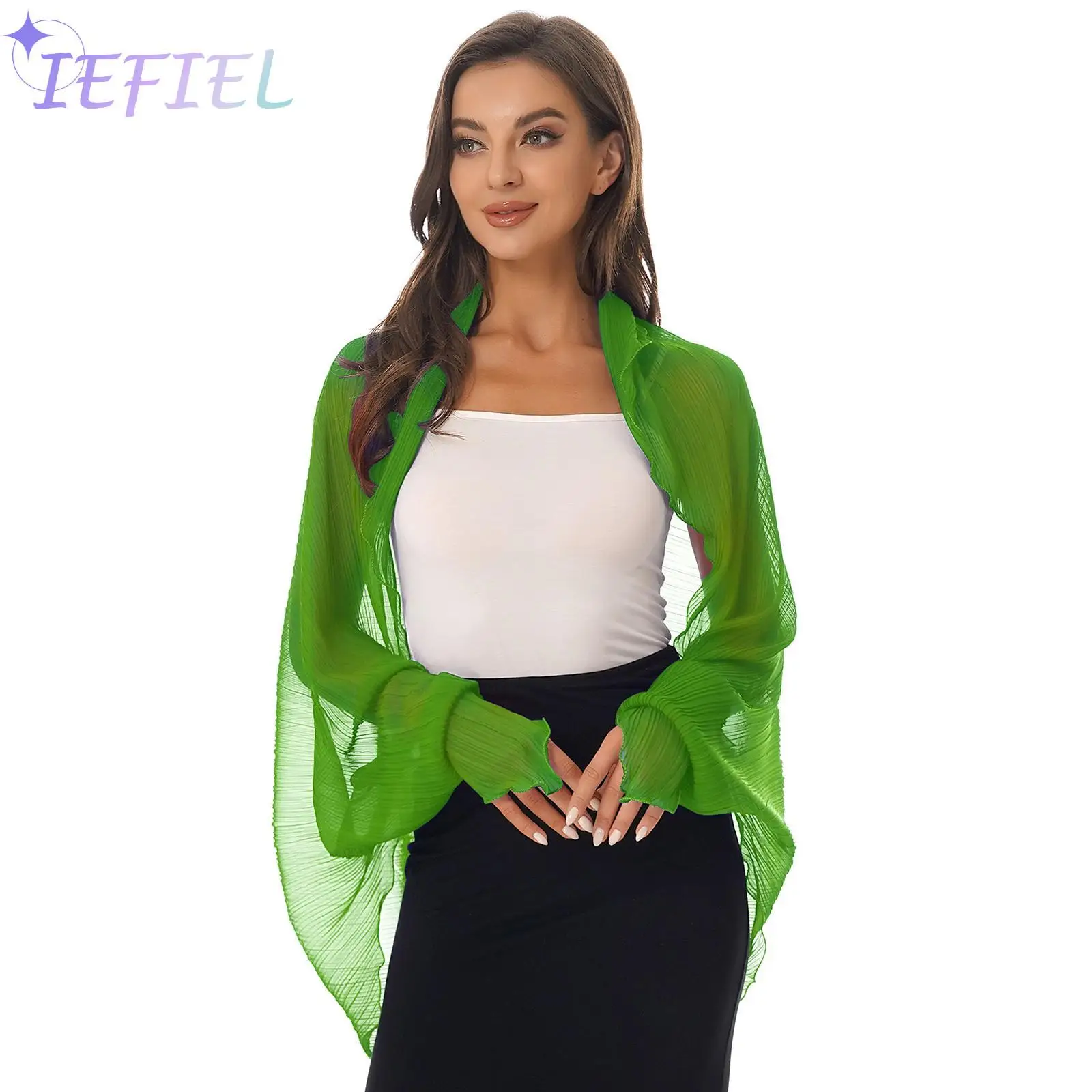 Shrugging Meaning|elegant Chiffon Bolero Jacket Long Sleeve
