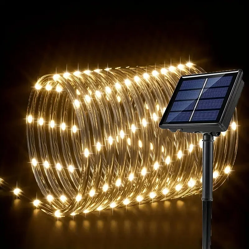 Solar-Powered LED Rope Lights - 8 Mode Waterproof String Lights