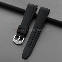 Universal Waterproof Silicone Sports Wristband - Curved End Rubber Strap - 22mm (Black)