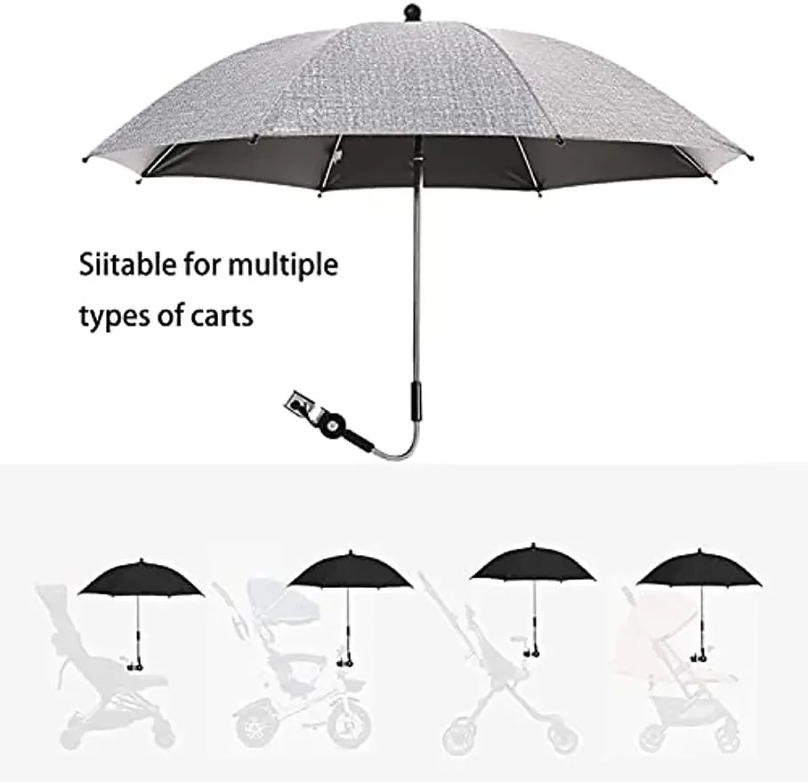 Mini Sun Umbrella Sun Umbrella Stroller Umbrella With Clamp 360 Degree Adjustable UV Protection Stroller Universal Umbrella Sunshade For Baby Pram