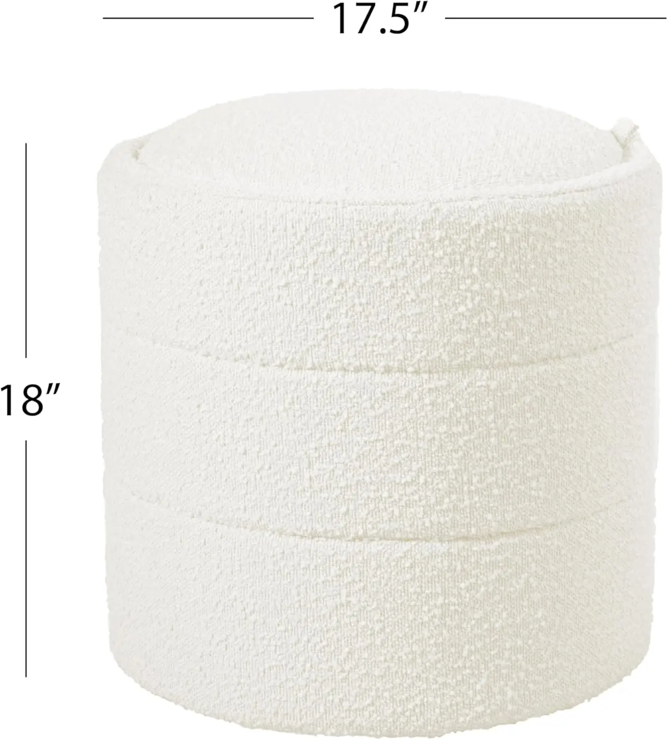 Storage Round Ottoman with Removable Lid Home Décor|Upholstered Round Foot Rest Ottoman - Cream Boucle