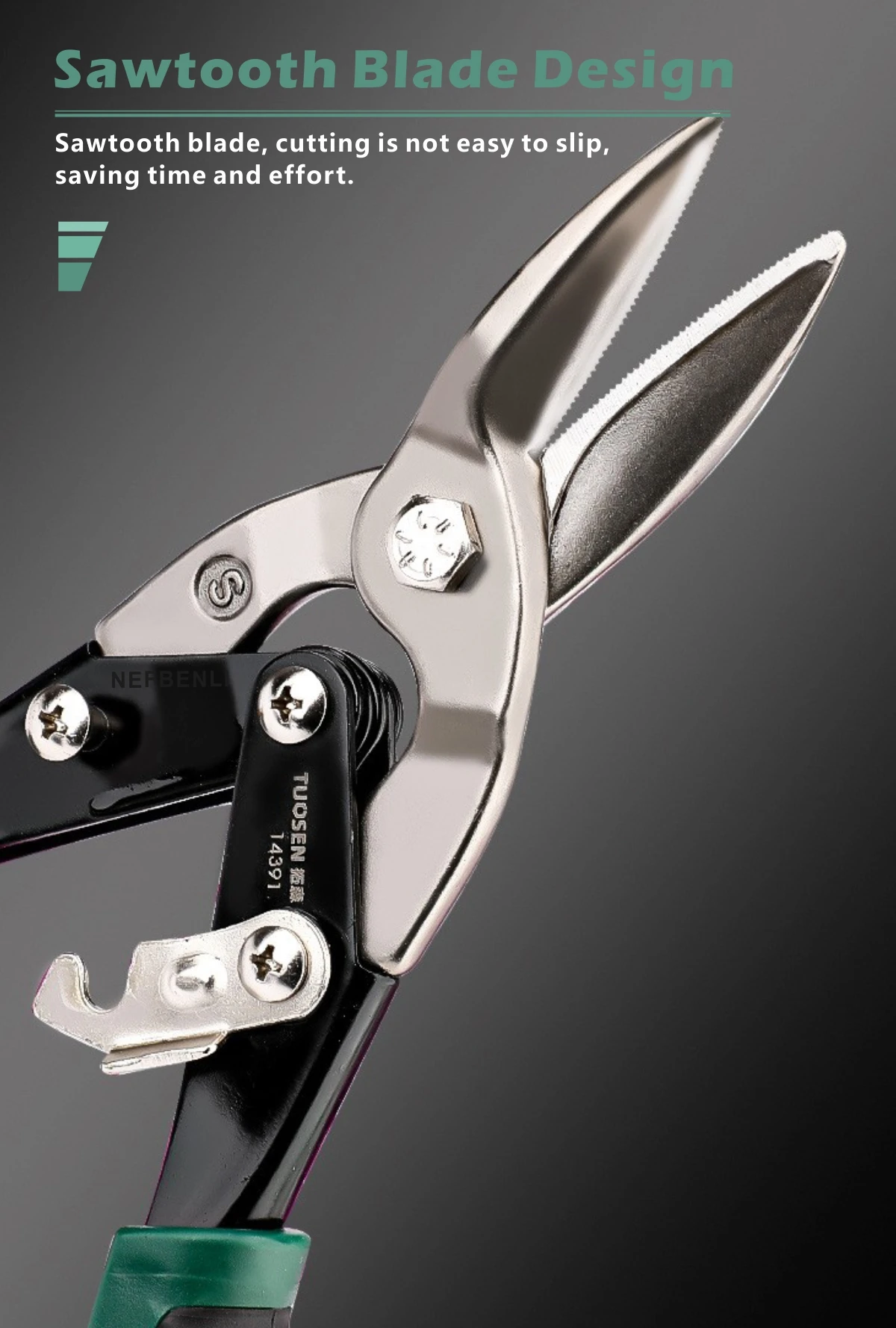 10 Zoll Industrielle Blechschere, Schneidet Edelstahlblech, Verzinktes Eisen mit Kombinationshebelmechanismus für Schwere Arbeiten – Detail 3