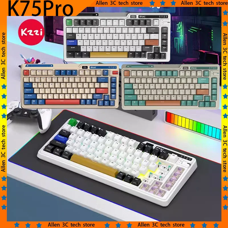 

Kzzi K75Pro Mechanical Keyboard Tri-Mode USB/2.4G/Bluetooth Wireless 82Keys PBT RGB Backlit Hot Swap Gamer Esports PC Gaming