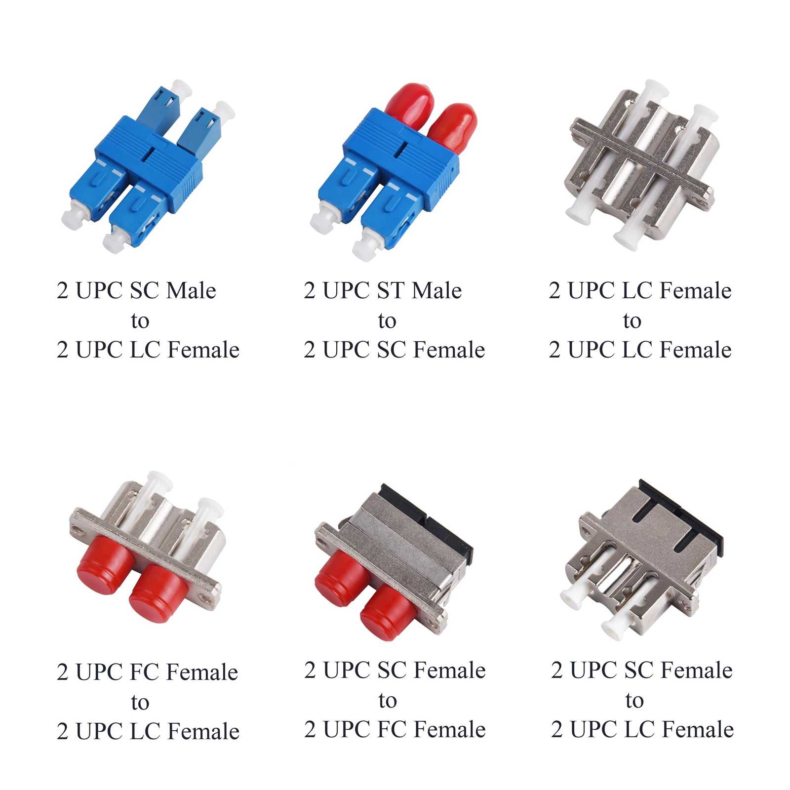 1Pcs Fiber Optic Dual Core Adapter UPC 2 FC/LC/SC Male/Female to 2 LC ...