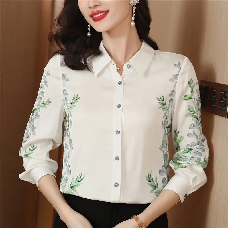 

Fashion Woman Blouse 2023 Spring Autumn Long Sleeved Blouse Elegant Women's Clothing Single Breasted Printing Shirt Womens Tops