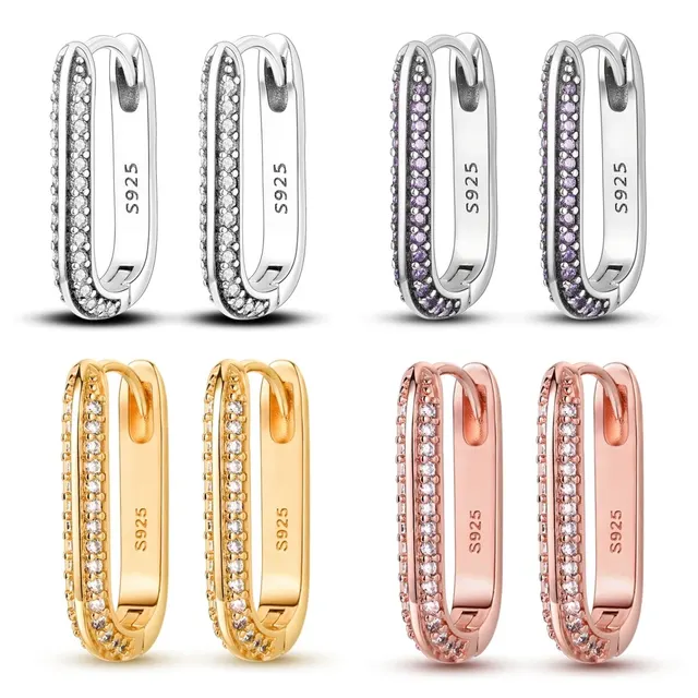 NEW 925 Sterling Silver Heart Hoop Earrings Inlaid Zircon CZ Infinity Love Golden Earrings For Women Wedding Gift Luxury Jewelry 1