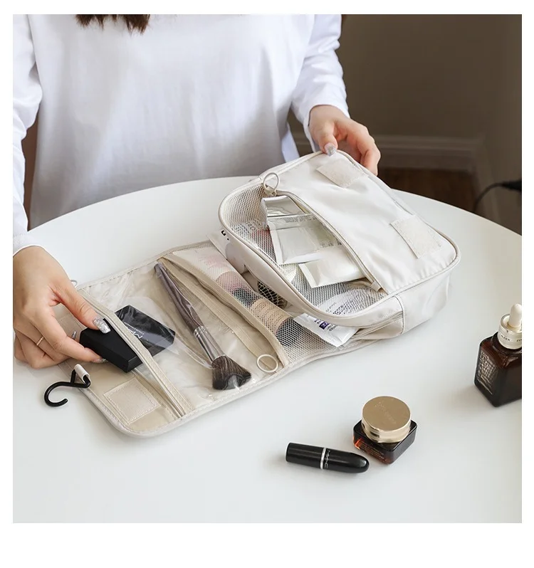 New diagonal hook toiletry bag, travel handbag, cosmetics storage bag, large capacity dry wet separation makeup bag_voghion.com