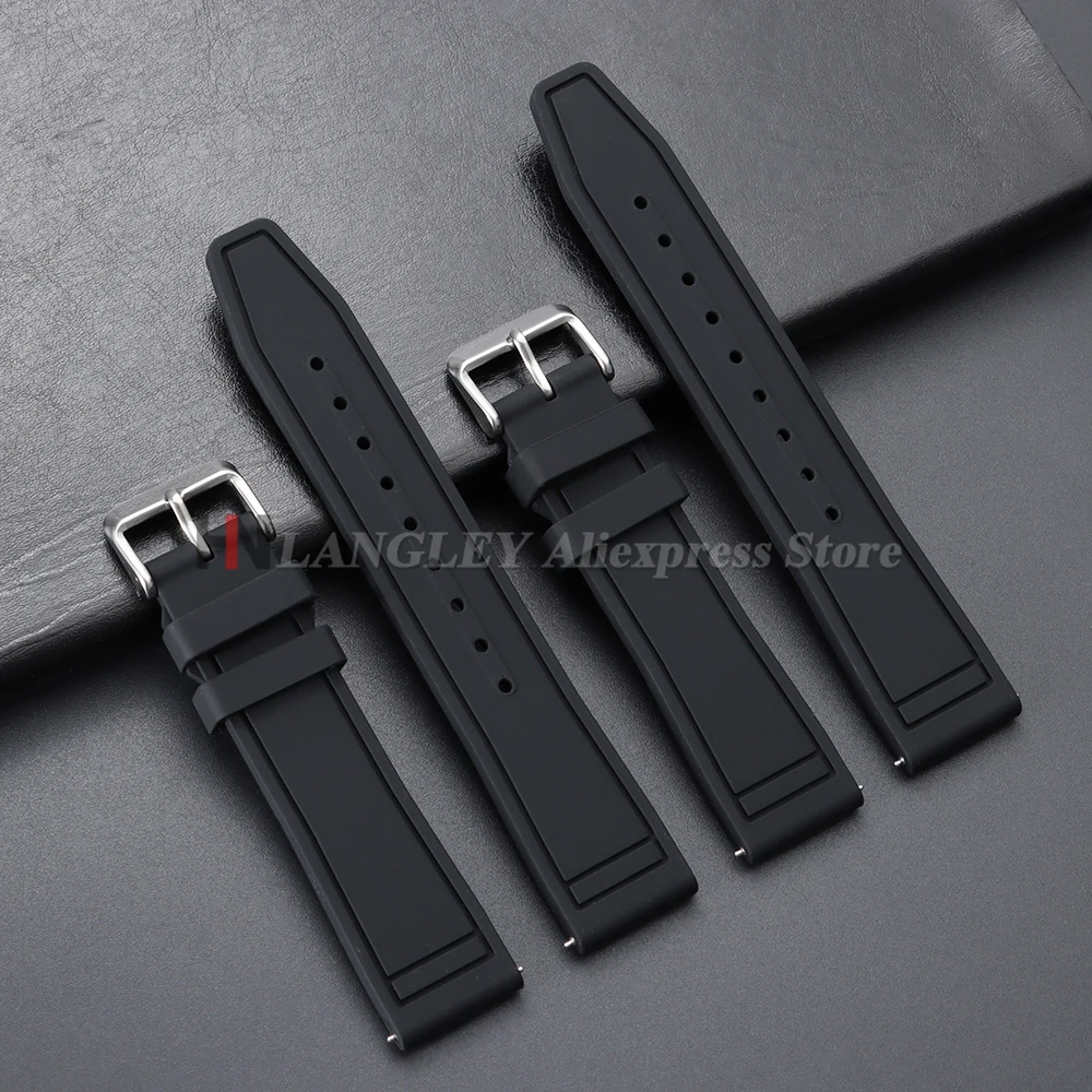 Universal Soft Silicone Quick Release Watch Strap - Black Rubber Replacement Bracelet