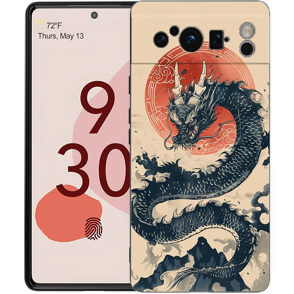 Luxury Black Soft TPU Phone Case with Fashionable Chinese Dragon Design