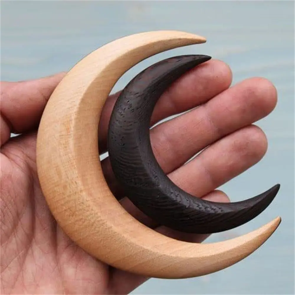 Mond Haar Gabel Ramadan Hand Geschnitzte Holz Haar Sticks für Frauen Lange Haar Kamm Haar Styling Werkzeuge Haar Zubehör – Detail 8