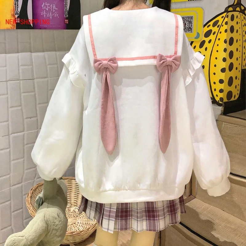

Japanese Harajuku Hoodies Autumn Kawaii Rabbit Ears Sweatshirt Tops Casual Loose Lolita Long Sleeve Sweatshirts y2k Pullover New