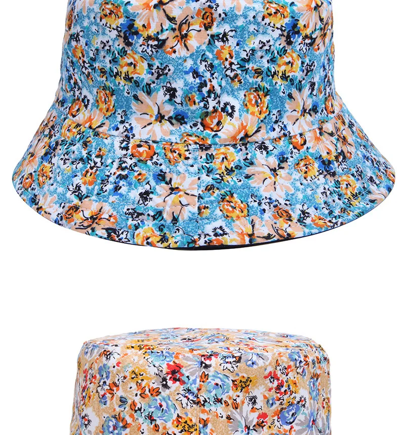 CASQUETTE, Style 5-One Size--Chapeau seau réversible imprimé Floral