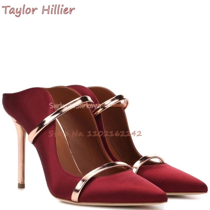 Spring Shallow Mouth Mules Women'S Pointed Stiletto Slingback High Heels Fashionable Genuine Leather Dress Shoes Pumps Large Siz 4