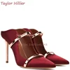 Spring Shallow Mouth Mules Women'S Pointed Stiletto Slingback High Heels Fashionable Genuine Leather Dress Shoes Pumps Large Siz 4