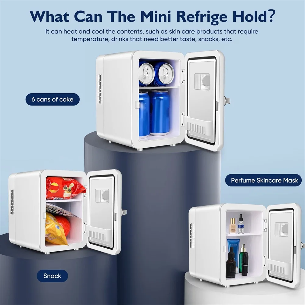 4L Mini Refrigerator 12V/220V Portable Hot And Cold Dual-Use Fridge For Car Truck Kitchen Home Use Picnic Camping Silent Friger