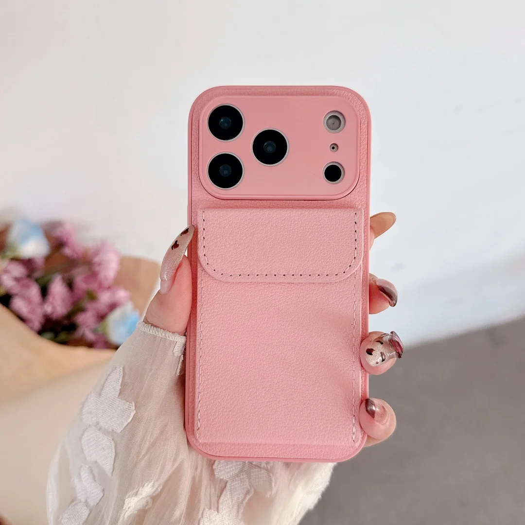 Elegant Luxury Leather Card Holder Wallet Case with Camera Lens Protection Cover