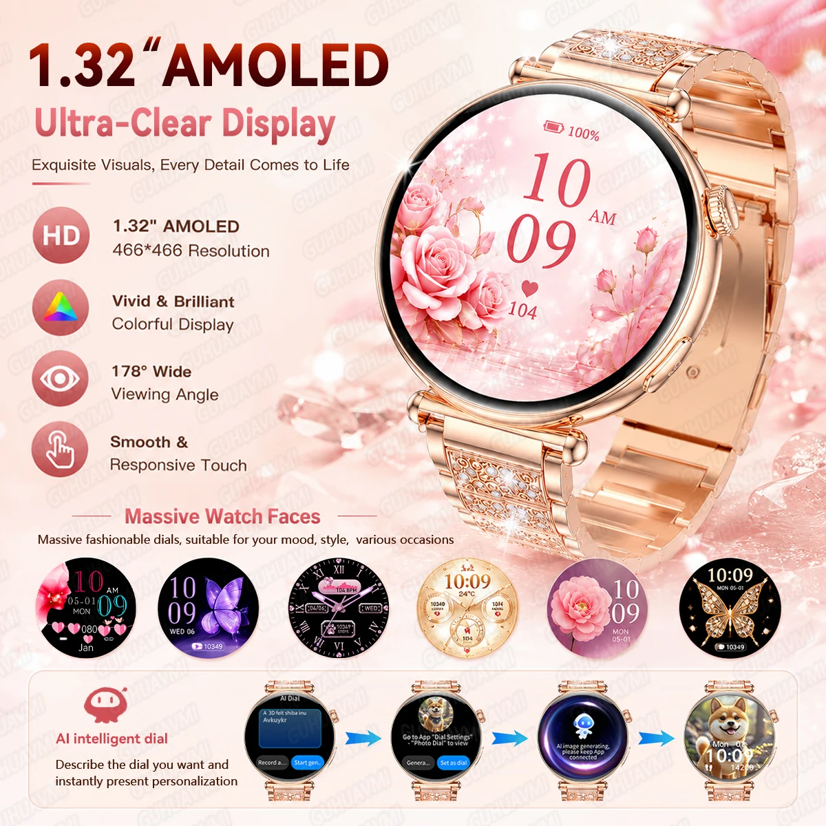 2026 New Women Fashion Health Smart Watch ECG+PPG Body analysis Blood Pressure Health Monitor IP68 Sports Voice Call Smartwatch 2