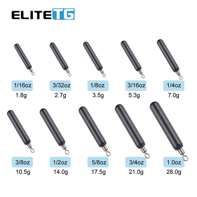 Elite TG 10PCS Tungsten Skinny Drop Shot Sinker,1.8g-28g Jika/Free