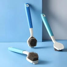 

Long-handled Multi-function Pot Brush Artifact Kitchen Supplies Sponge Brush Cleaning Automatic Liquid Dishwashing Brush