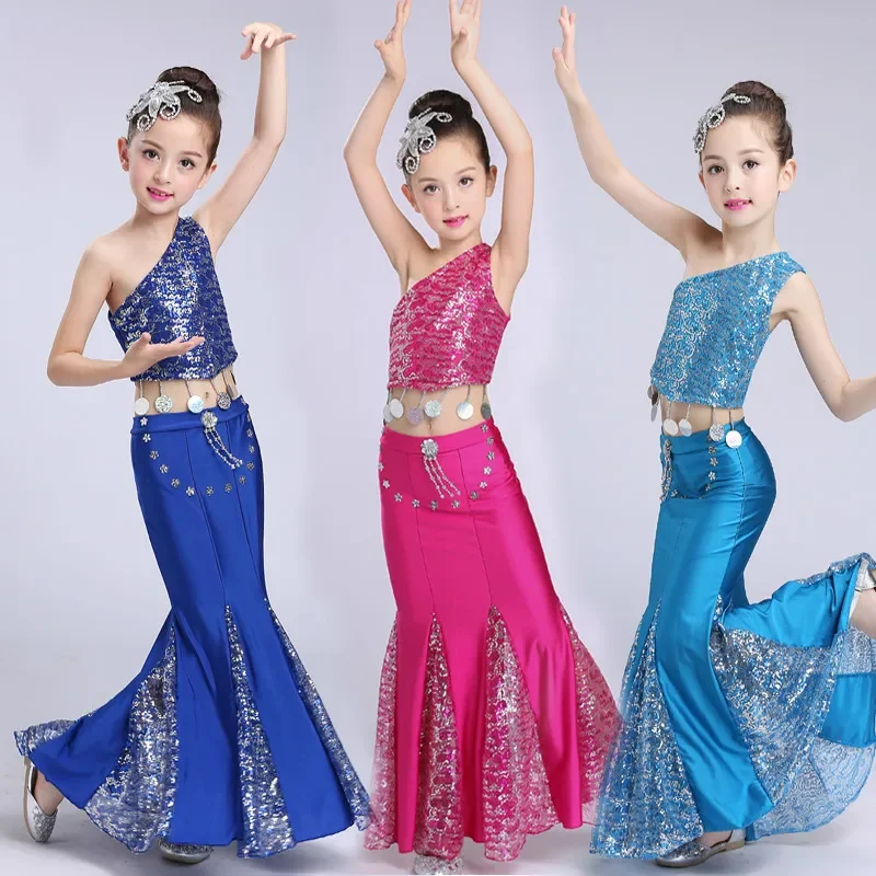 

New Arrive Children Girl Chinese Costume Dance Clothing Dai Peacock Dance Dress National Folk Peacock Dance for Performance