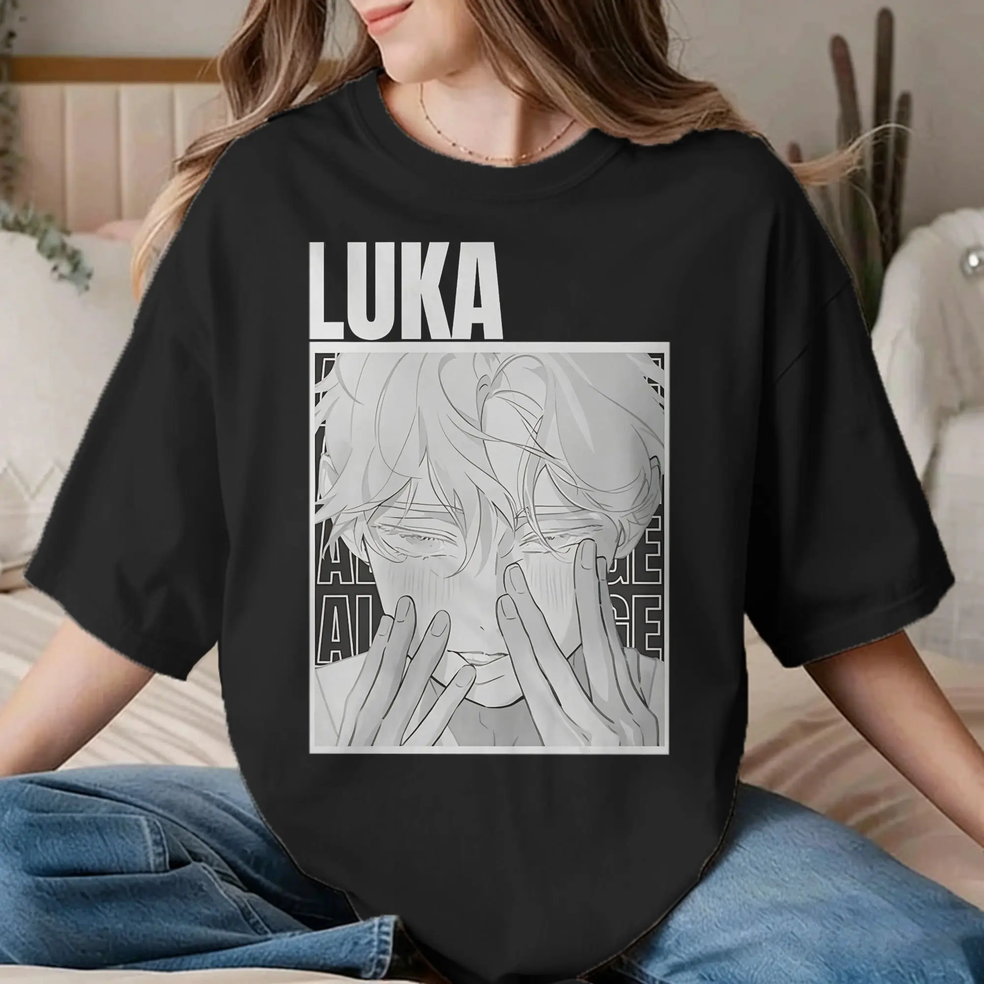 Luka Alien Stage Anime T-Shirts für Herren und Damen, Baumwollkleidung, Vintage-Kurzarm-T-Shirts mit Rundhalsausschnitt, 4XL, 5XL