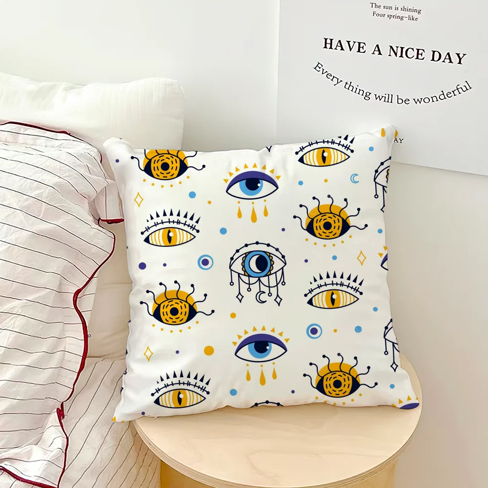 Lucky Evil Eye Symbol Art Pillow Case Sofa Living Room Bedroom Headboard Backrest Cushion Square Cushion Nap Time – Detail 5