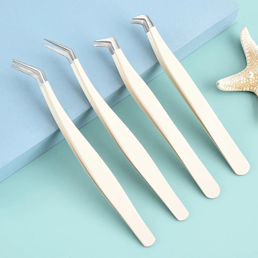 Multifunctional Tweezers Stainless Steel Eyelash Tweezers Grafting False Eyelash Patches False Aids Portable