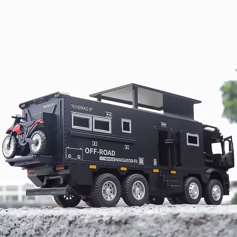 1/28 NOMADISMs Arocs Unimog Alloy Motorhome Touring Car Model Diecast Metal Toy Off-road RV Vehicles Model Sound Light Kids Gift 3