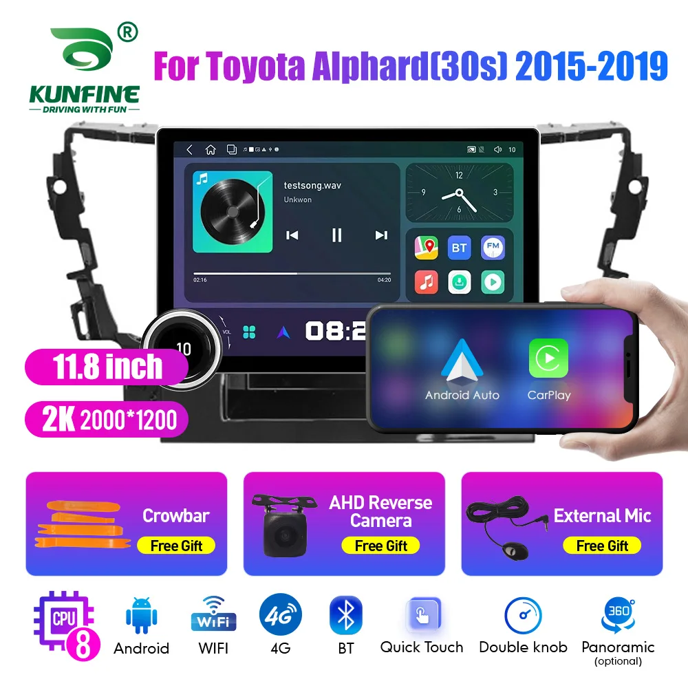 

11.8 Inch 2K Double Knobs 2 Din Car Radio For Honda Alphard 2015 -2019Car Radio DVD Multimedia Video Player Android Auto Carplay