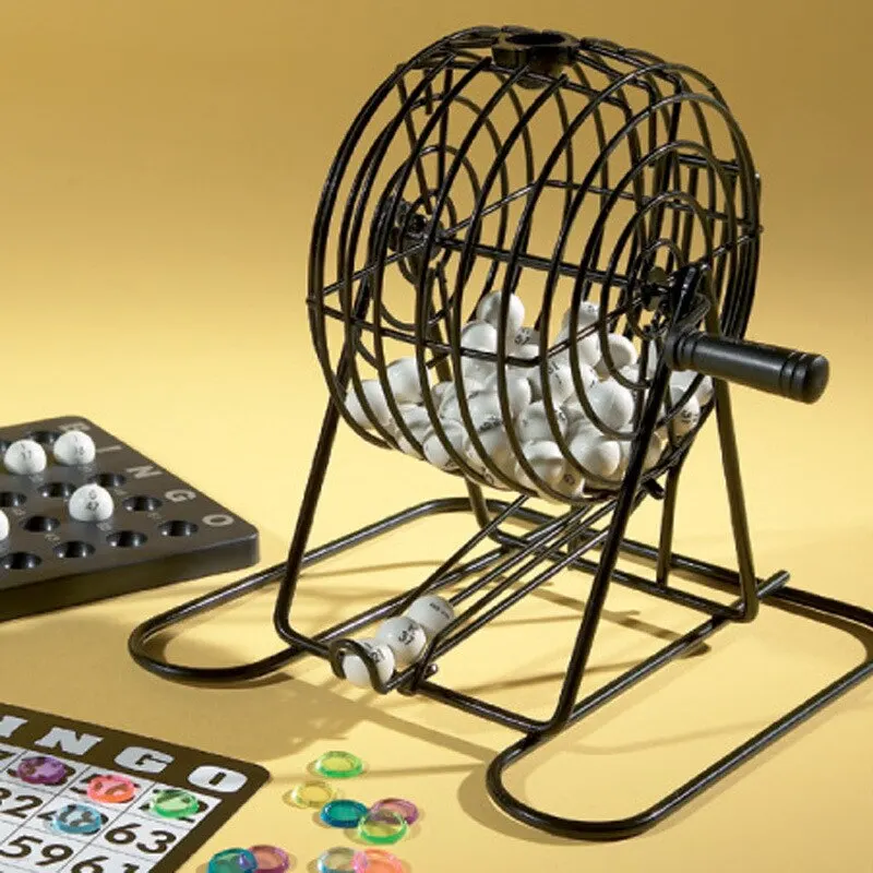 Bingo Game Set Deluxe Bingo Set Includes Bingo Cage Main Board 18 Mixed Cards 75 Calling Balls Color Chips For Large Groups Parties