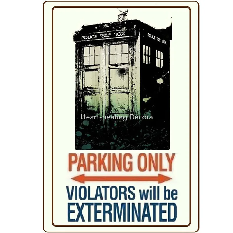 Tardis Parking Only Sign Vintage Metal Signs Metal Tin Sign Retro Tin Sign Wall Art Funny Poster Wall Signs For Bar Cafe Men