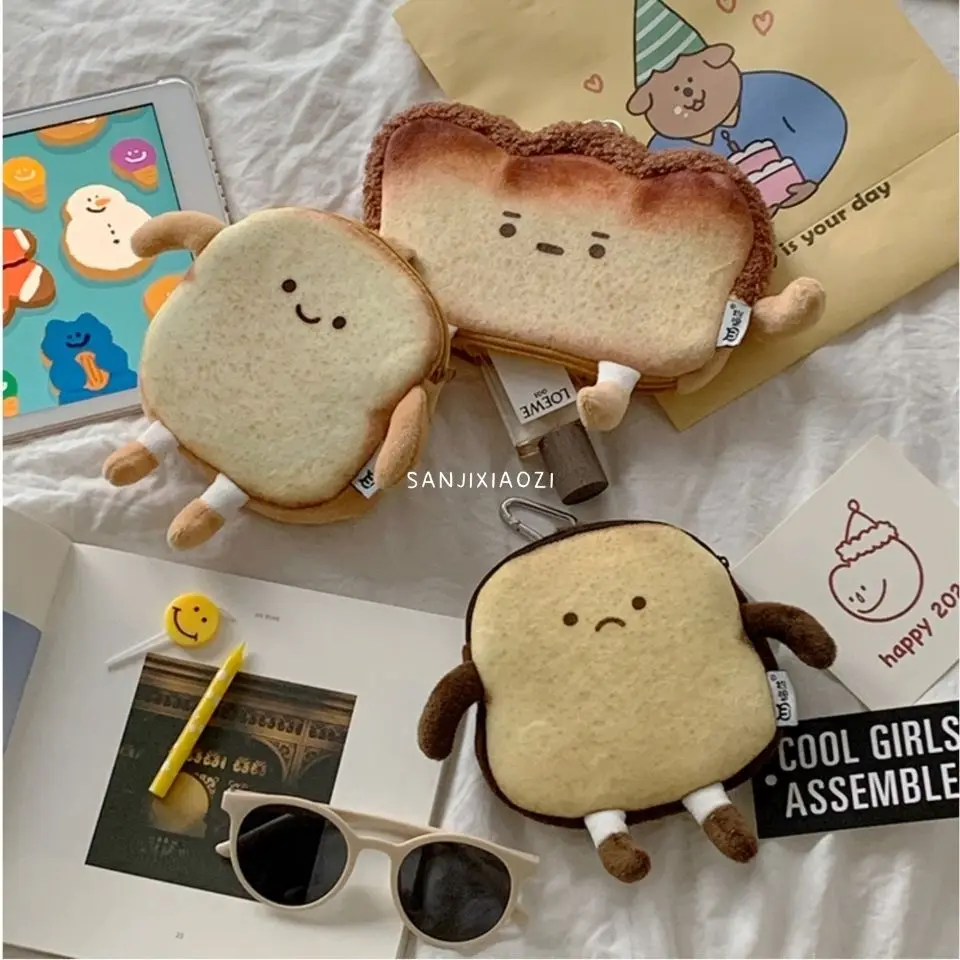 

korean Cute Cartoon Toast Coin Purse Kid Wallet Girls Plush Toys Coin Pouch Key Case Mini Portable Plush Small Bag Storage Bag