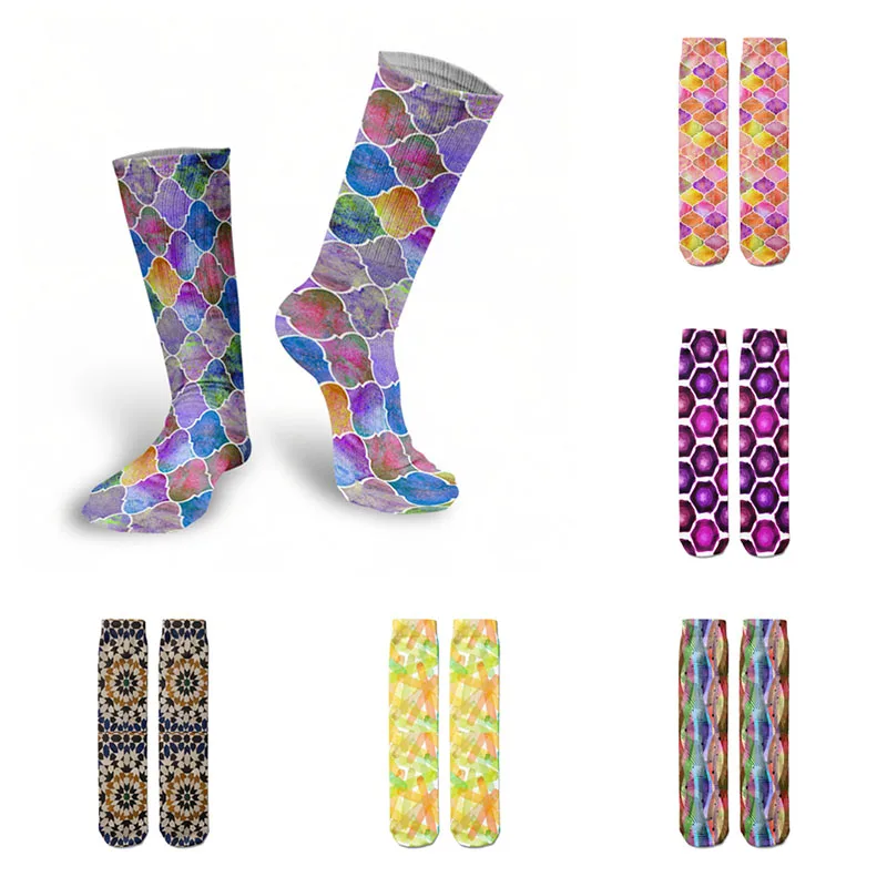 Morocco Watercolor Cotton Socks For Women Unisex High Quality High Ankle Print Socks Summer Autumn Funny Cotton Socks