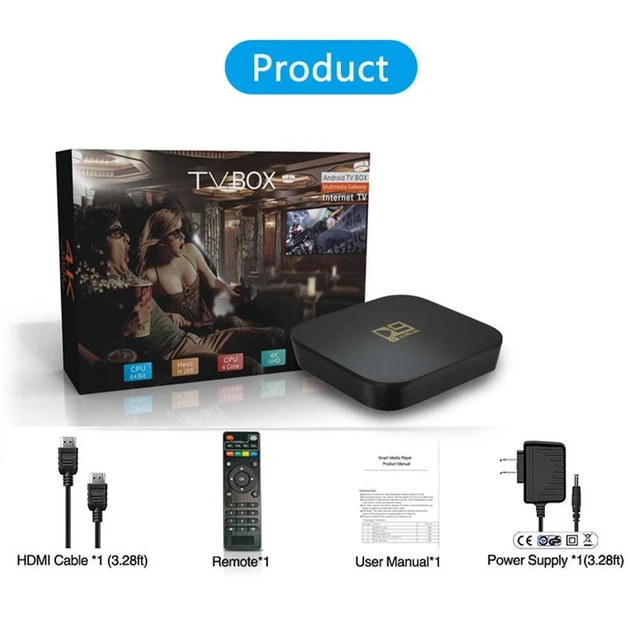 Boîtier Smart TV S 4K Ultra HD, Android TV 2.4, HDR, 8 Go, Wi-Fi, DTS,  9.0G, BT, multilingue, lecteur multimédia, version globale