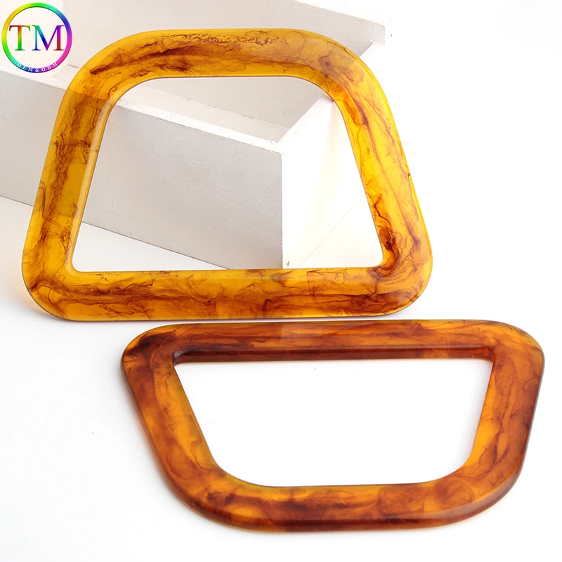 2-10-30PCS Tortoiseshell Resin Handle Square Trapezoid Shape Resin Bag Handle For Leather Womon Bag Making Parts Shaped Handle