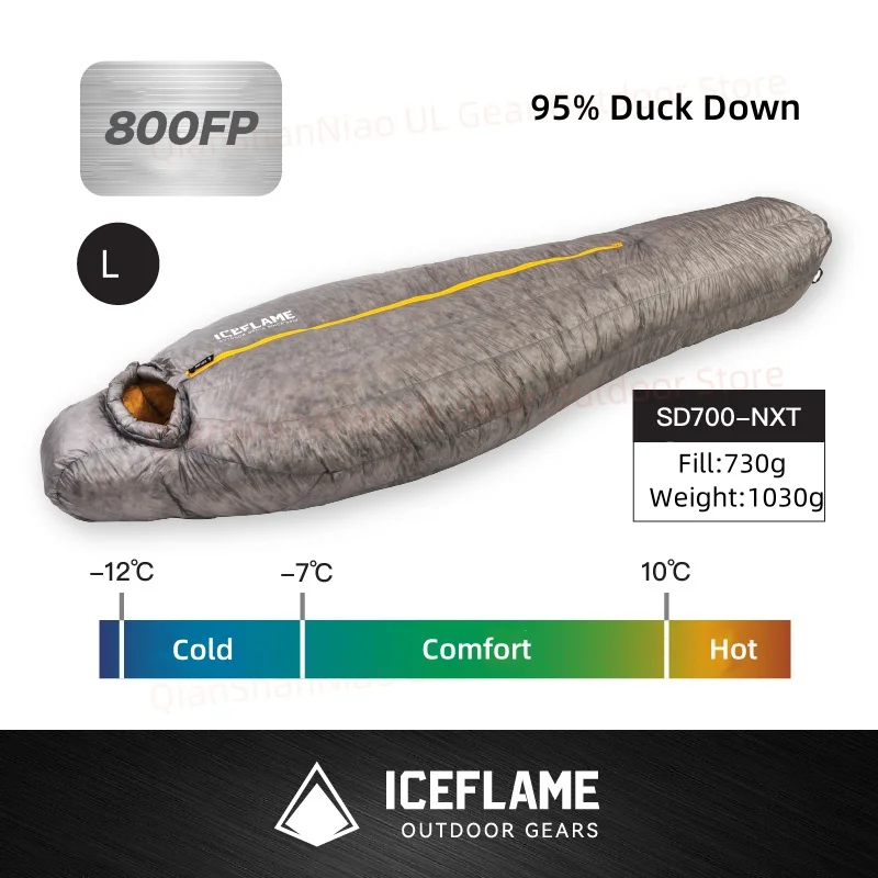 Ice Flame NXT 800FP Sleeping Bag Outdoor Camping Mummy Down