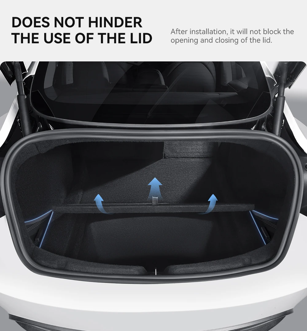 YZ Für Tesla Modell 3 Highland 2024-25 Hinten Stamm TPE Lagerung Box mit Abdeckung Schwanz Boot Organizer Partition dekoration Zubehör – Detail 4